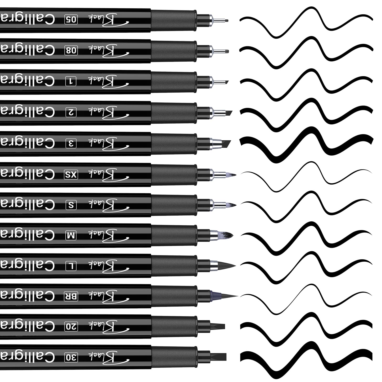 12 Stylos de Calligraphie Noirs