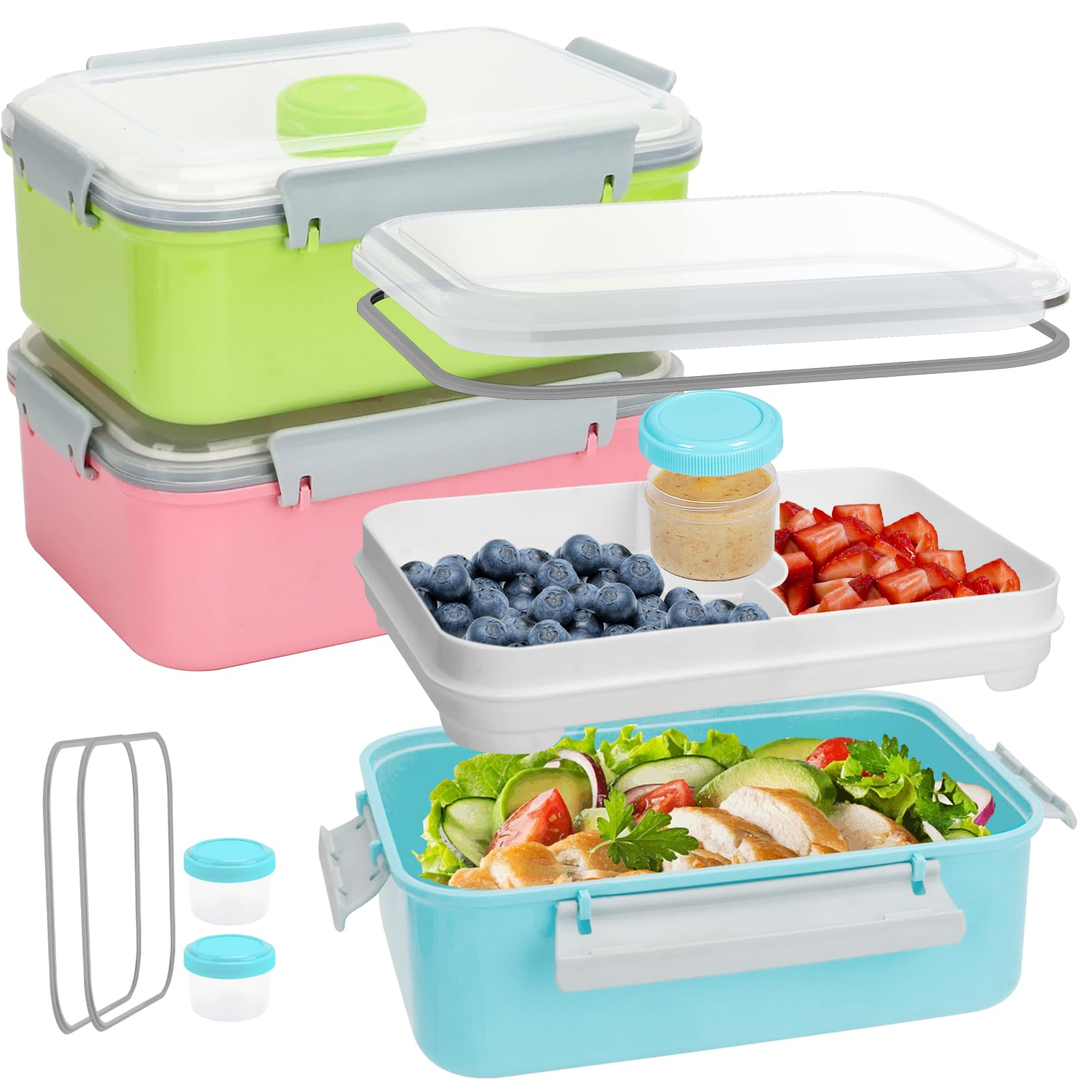 Amazon.com: 3 Pack Salad Lunch Box Food Storage Containers, 47oz