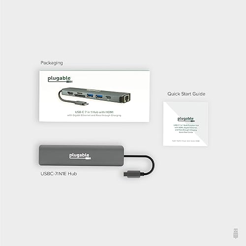 Miniatura 7 de Plugable Adaptador multipuerto USB C 7 en 1 con Ethernet compatible sin controladores con Mac, Windows, iPhone 15, Chromebook, USB4, Thunderbolt,