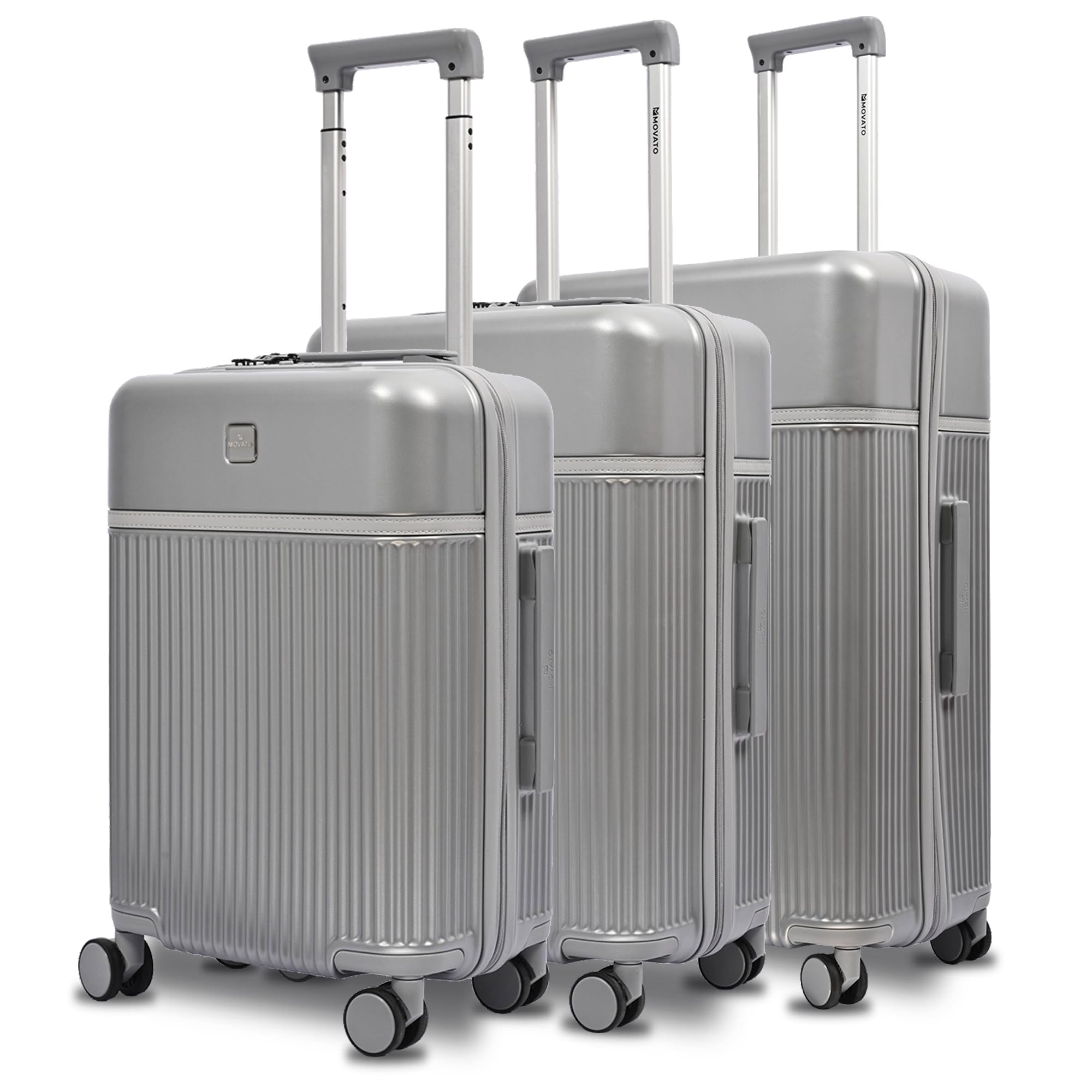 Denver 3 Piece Luggage Set Suitcase (Cabin + Medium + Large) with TSA Lock, C-Type + USB Port, Silent Spinner Wheels, Anti-Theft Zipper, Organized Interior, Premium Aluminium Trolley, Silver-image-9