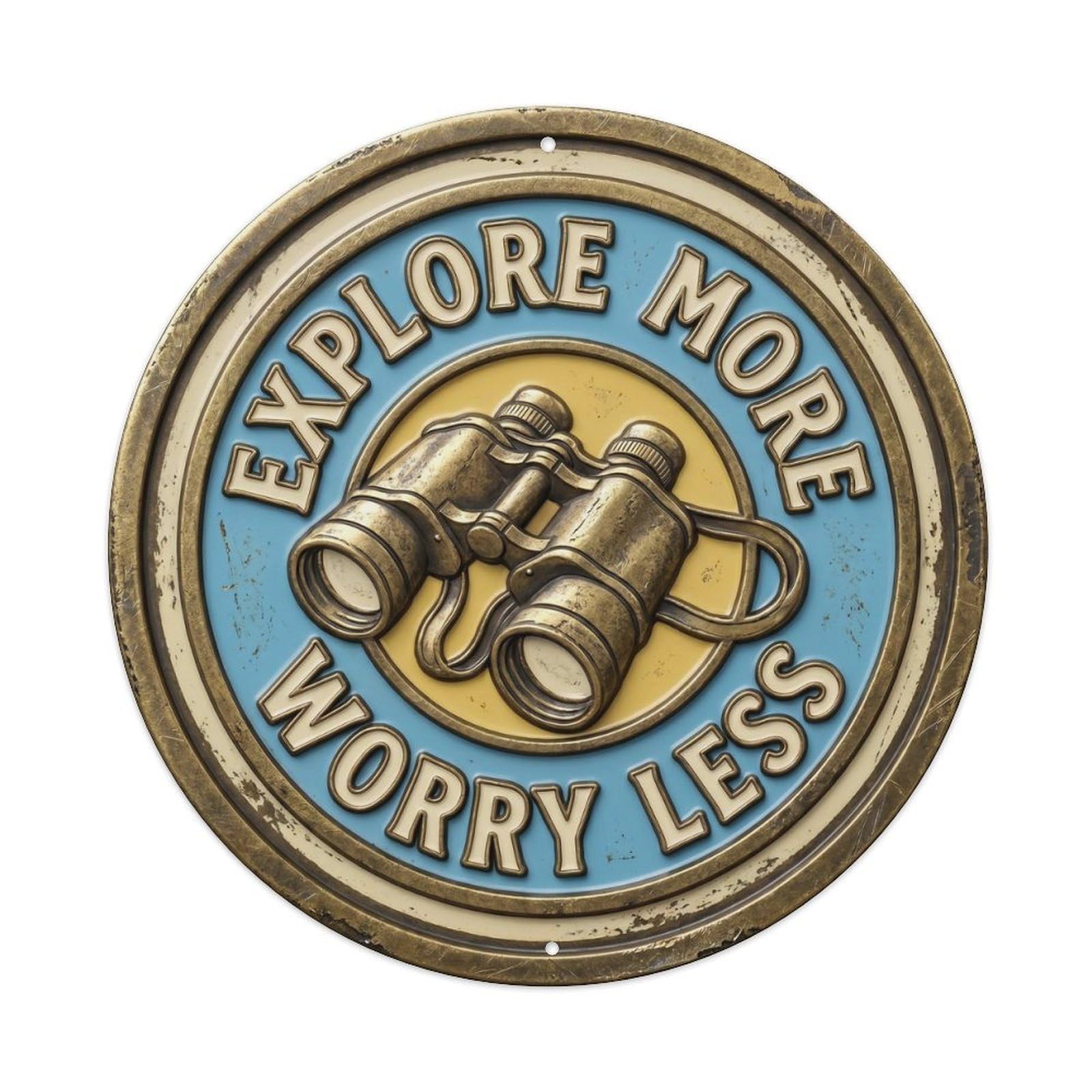 Explore More Worry Less Classic Hanging Ornament Retro Metal Tin Sign