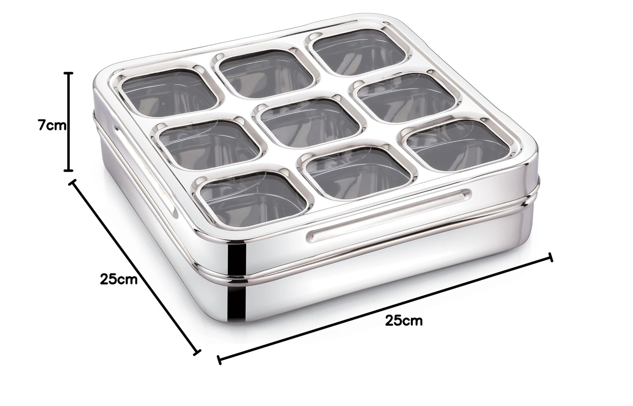Stainless Steel Spice Box - 9 Compartments -5 Stainless Steel Spice Box - 9 Compartments -5