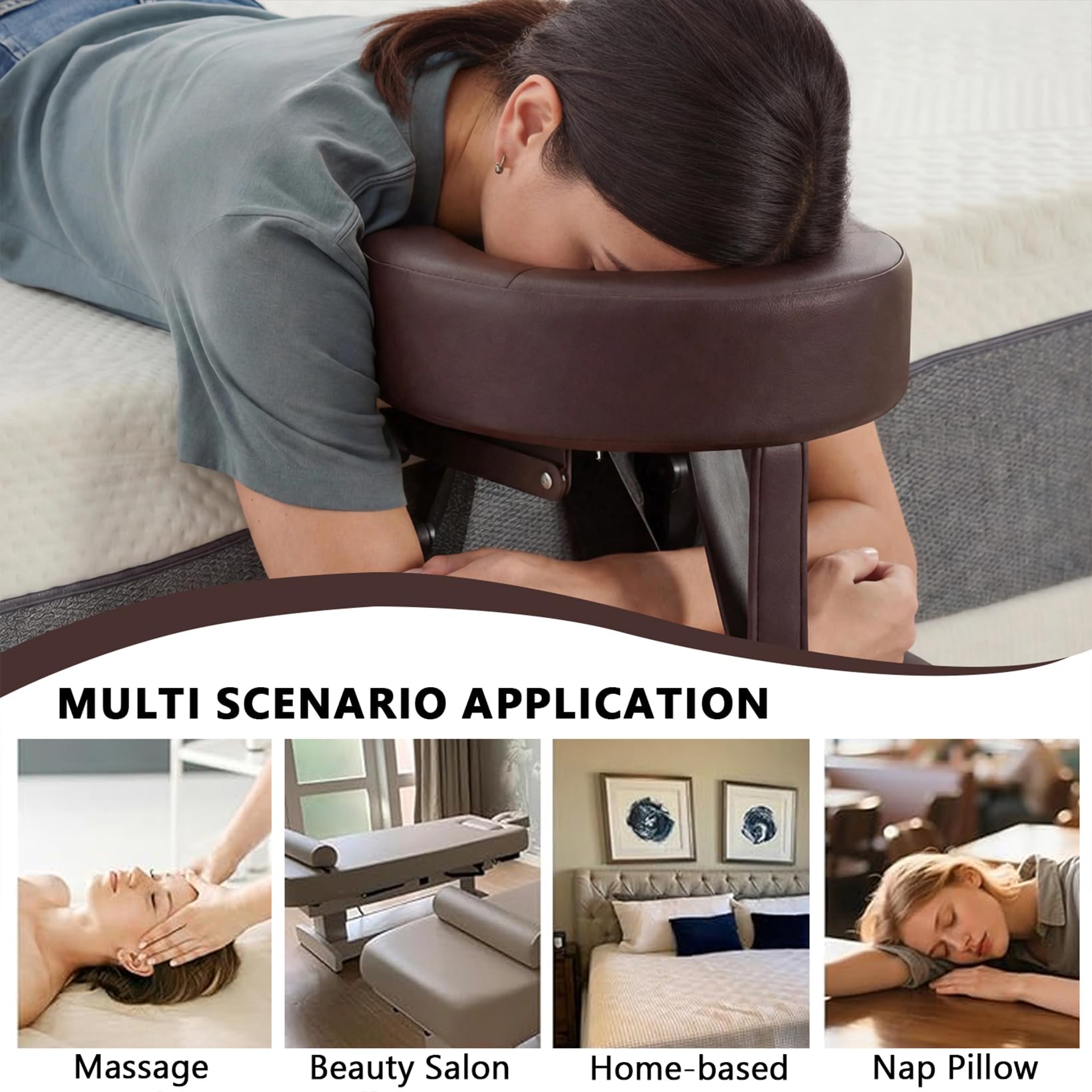 Massagematratze, 180° Massage Kopfstütze für Bett mit Gesichtskissenhalterung, Massage-Matratzenauflage mit Armlehnenbrett und Aufbewahrungstasche, für Matratzen Einer Dicke 14-45cm