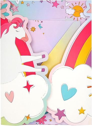 Miniatura 6 de Juego de papelería de unicornio de 92 piezas para niños, niñas, con 60 hojas de papelería, 30 sobres, carpeta de bolsillo, hoja de calcomanías (7.25