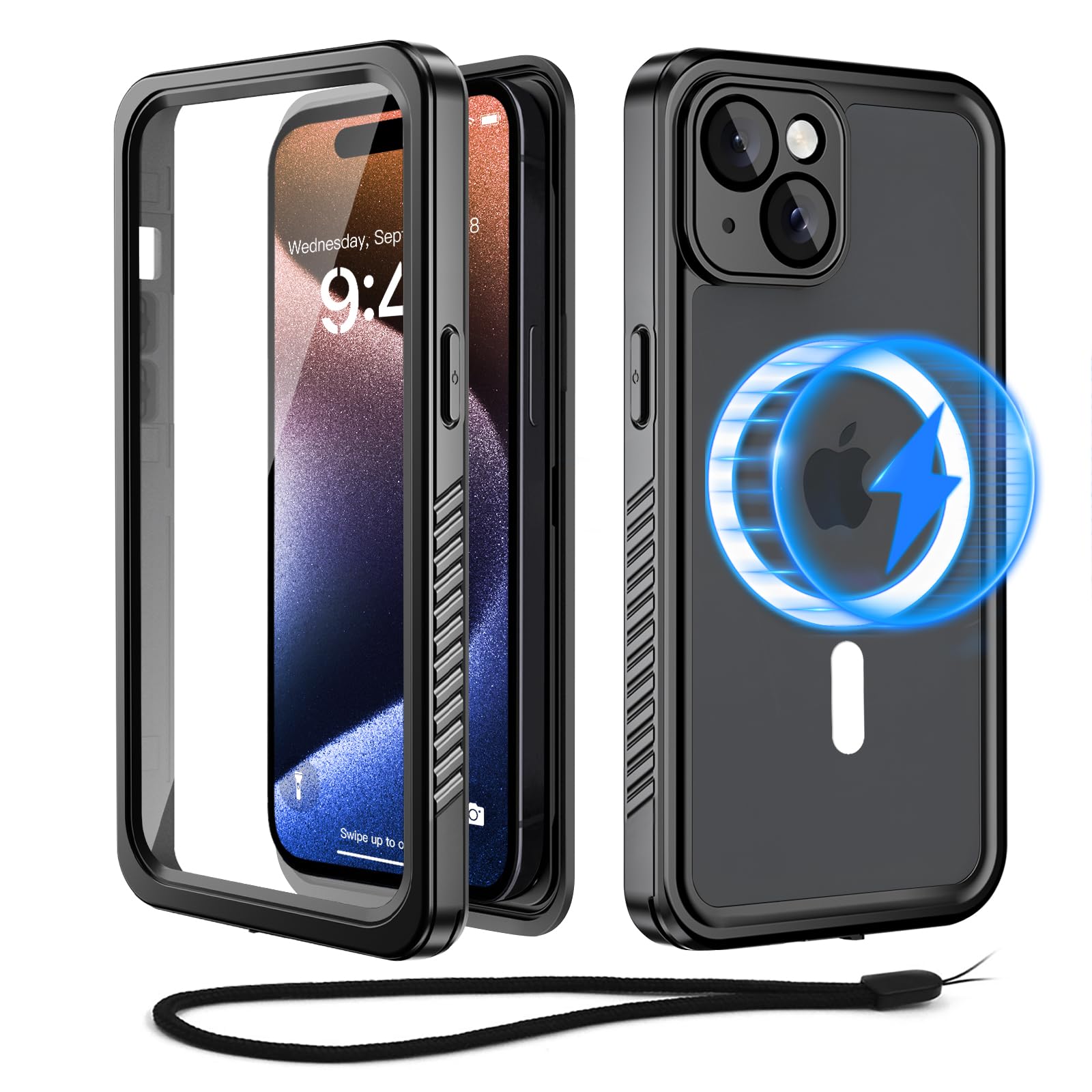 Beeasy für iPhone 15 Plus Hülle Wasserdicht für MagSafe, 360 Grad Outdoor Schutzhülle mit Displayschutz, Wasserfest Handyhülle Staubdicht Stoßfest Panzerhülle für iPhone 15 Plus Case 6,7