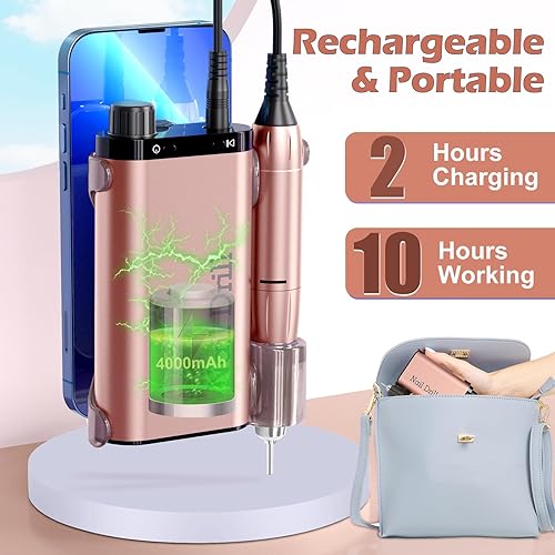 Miniatura 3 de Huhubol - 10 piezas de máquina profesional de uñas, lima de uñas eléctrica, herramientas de uñas para uñas acrílicas, pulido, exfoliación, 35000RPM