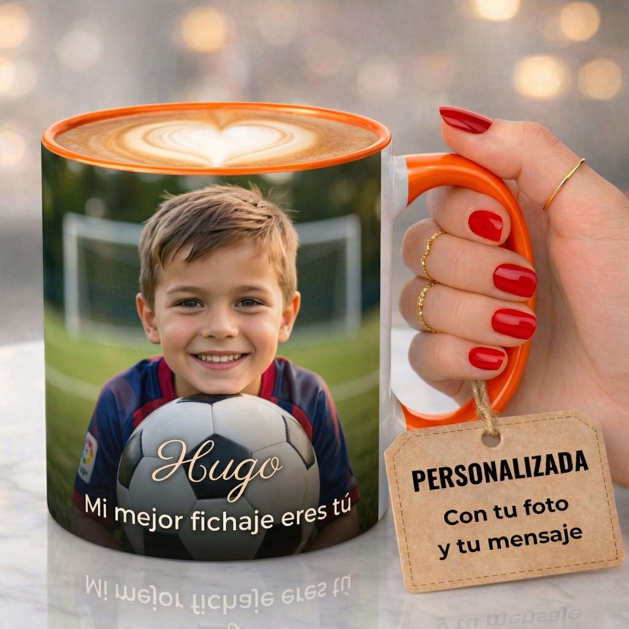 Taza Personalizada Foto Texto Regalo Recuerdo Emocional Original Ceramica 350ml Resistente Microondas Lavavajillas Diseño Unico Amor Familia Amigos Cumpleaños Sorpresa Especial (ROSA) — view 8