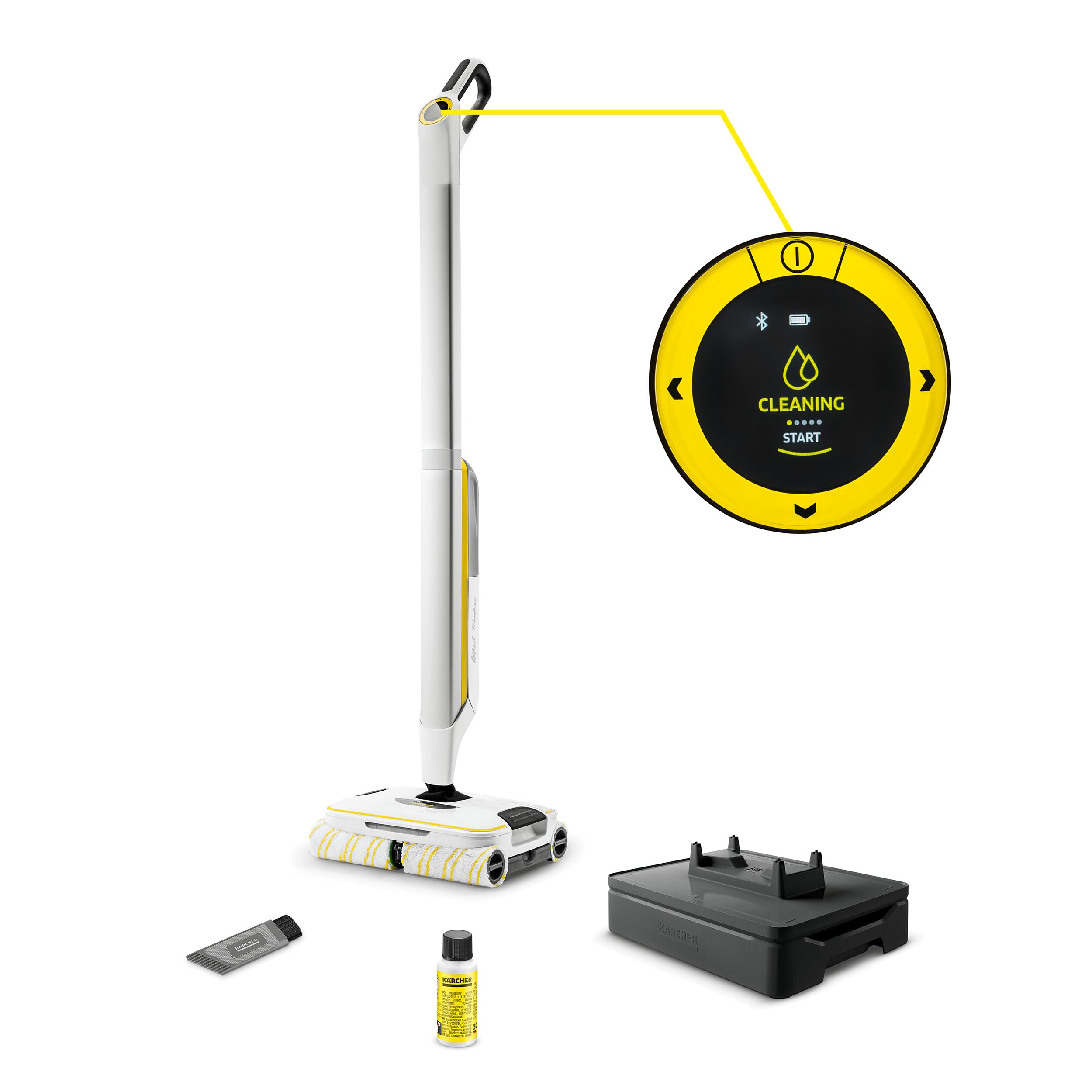 Kärcher Nettoyeur de Sols Durs Intelligent FC 8 Smart Signature Line, Sans Fil, Connecté, Silencieux, 4 Rouleaux Microfibres, Batterie : env. 60 min, Surface Nettoyée par Charge : env. 230 m²