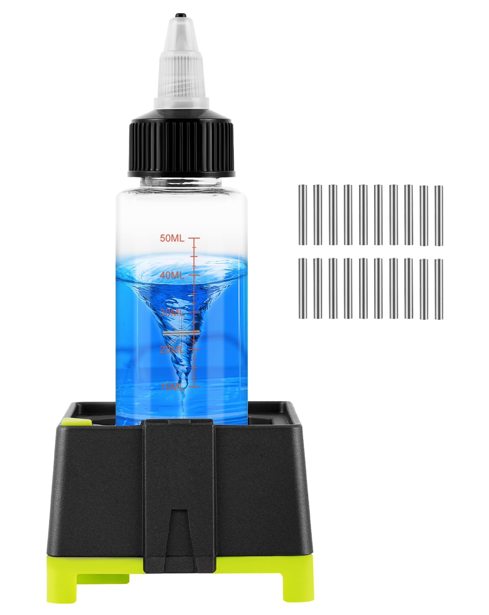 Mini Vortex Mixer 11000rpm Magnetic Vortex Paint Mixer Vortex Botttle Shaker for Paint, Pigment, Ink, Lash Glues, 3 Speed Nail Polish Mixer with 1.7oz Bottle and 20 Stirrer Bars