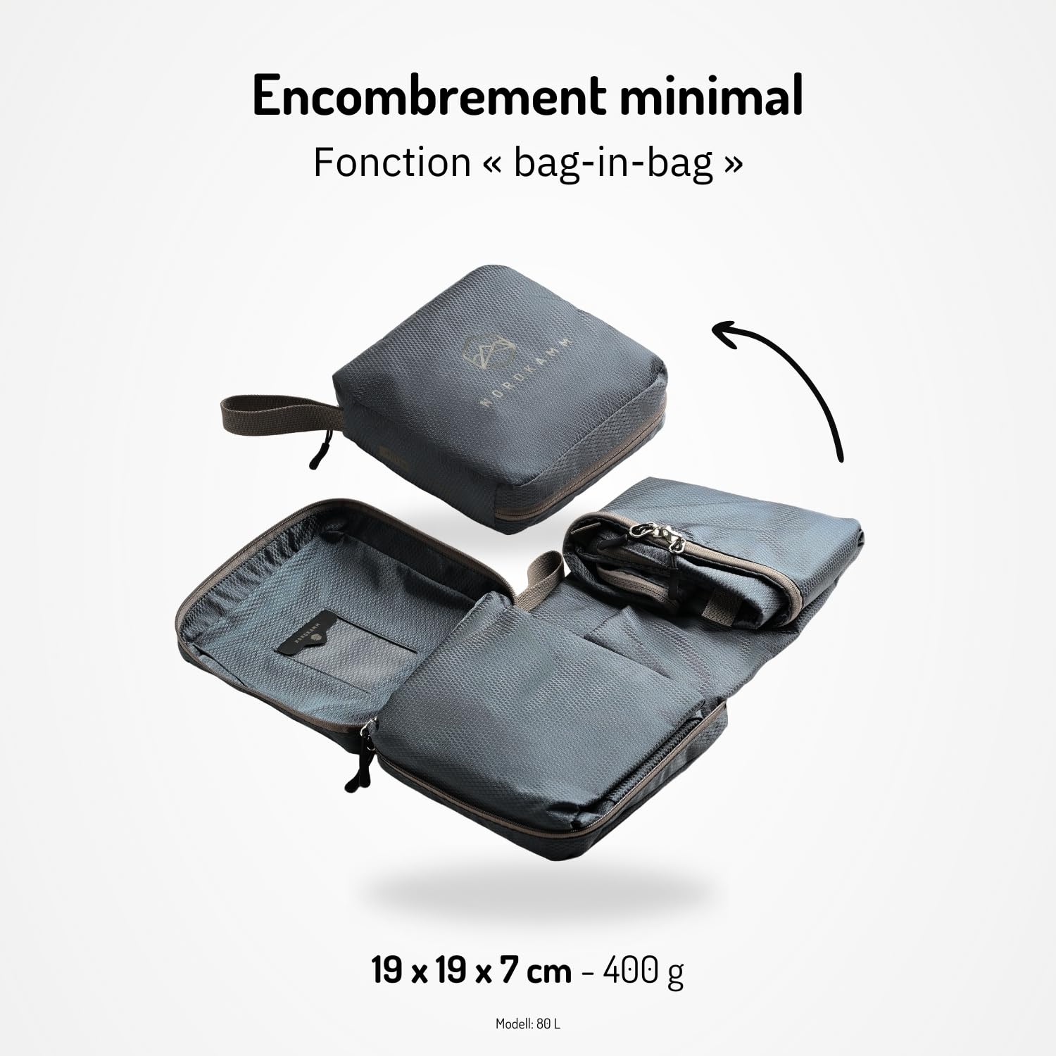NORDKAMM – Housse de Sac à Dos pour Avion, 80l et 150l, Flight Cover, Noir