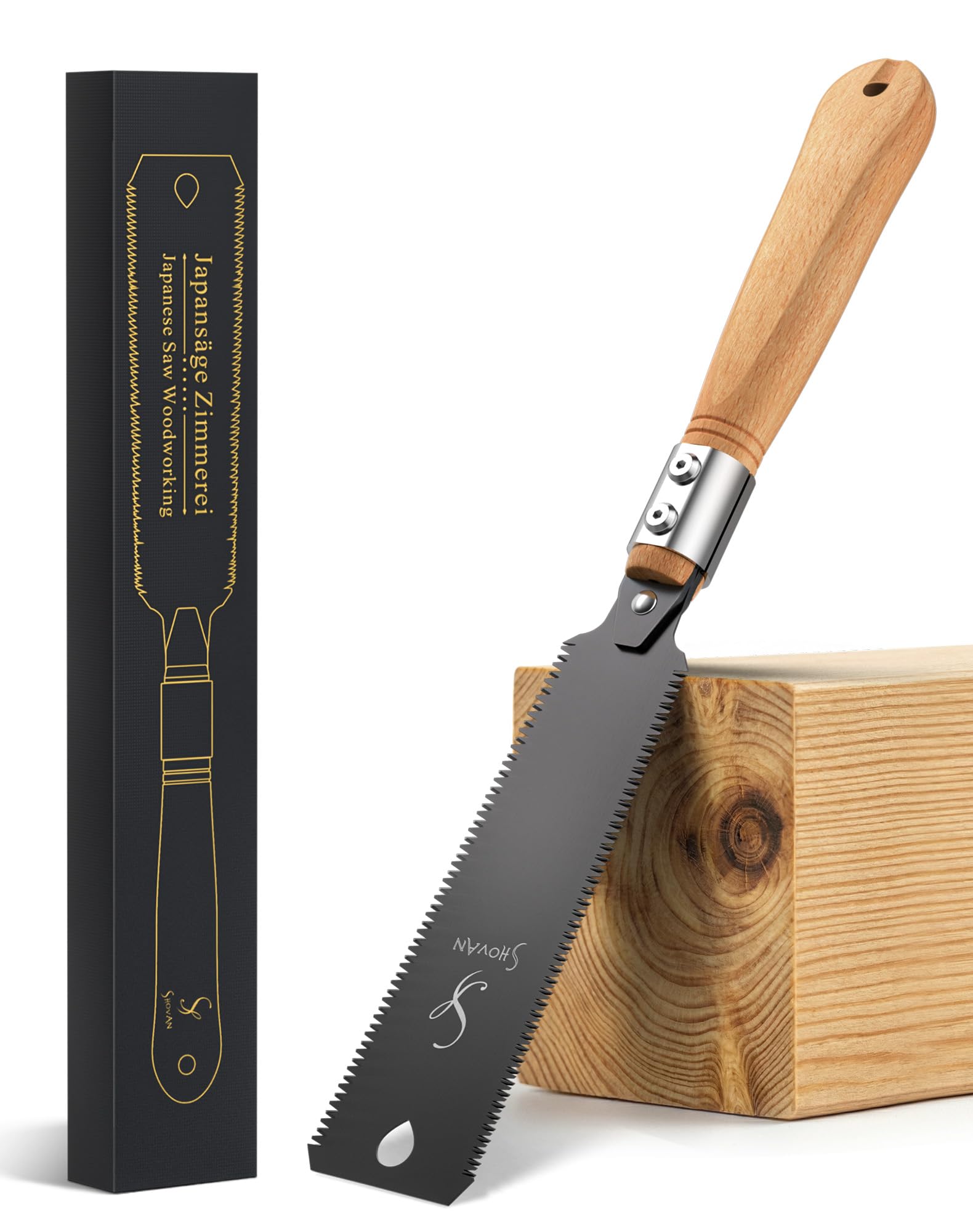 Japansäge Ryoba 2-seitig – Japanische Zugsäge für Holz, 11/17 TPI Holzsäge, SK5 Stahl 0,6 mm Blatt, extrem scharf für präzise & saubere Schnitte, Feinsäge für Heimwerker & Tischler