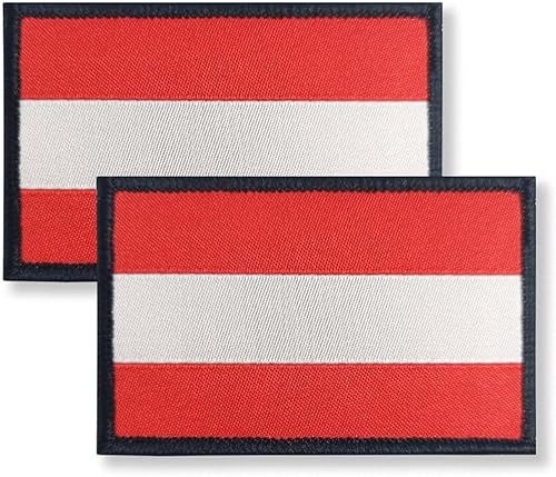 Overdecor Parches militares tácticos con la bandera austriaca de Austria, cierre de velcro, paquete de 2