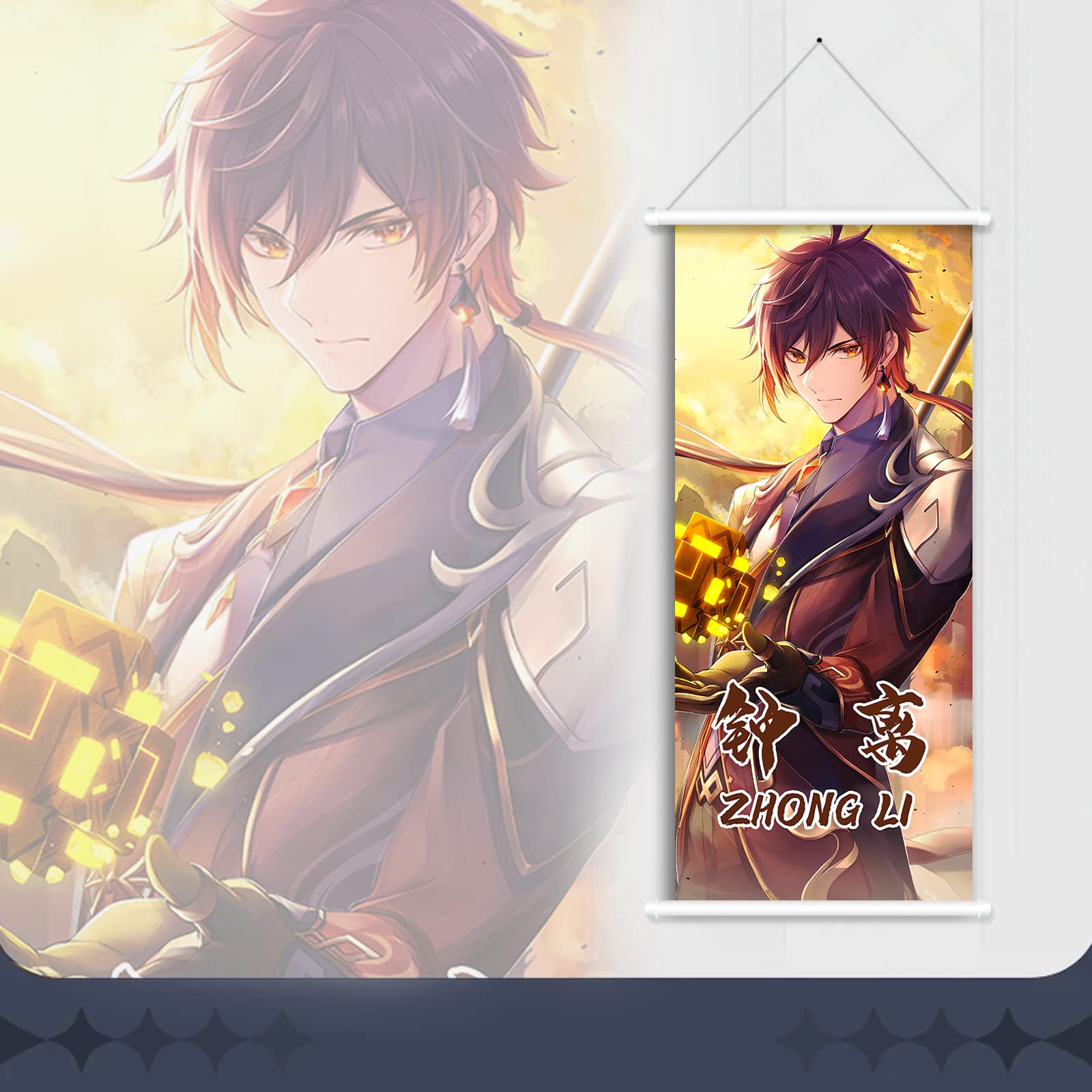 Amazon.com: Zhongli Scroll Poster Genshin Impact Game Hanging Wall Art  Premium Artistic Canvas for Bedroom Decor: Posters & Prints