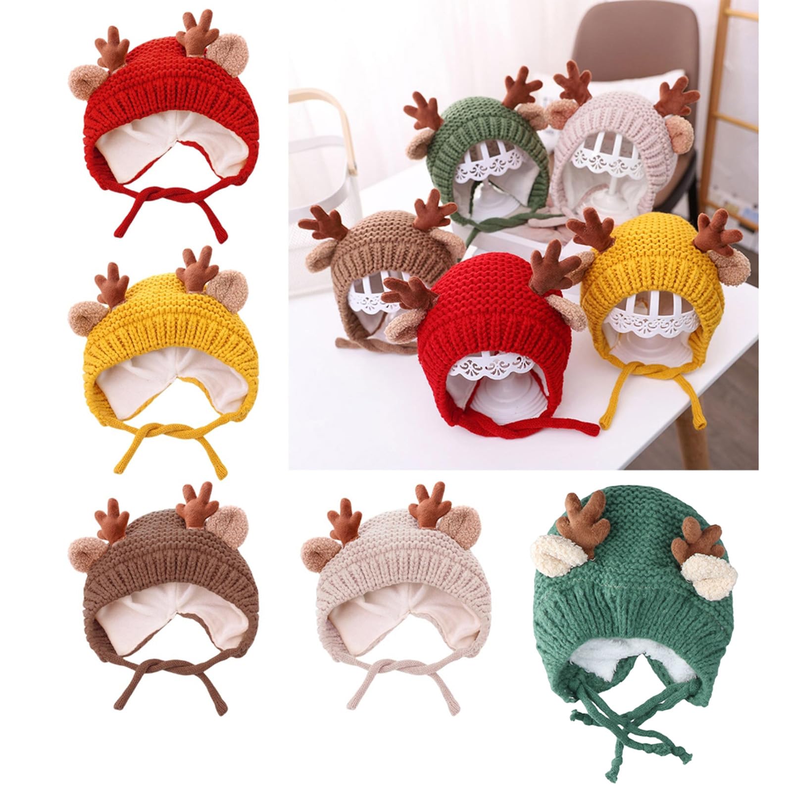 Cloudool Knitted Christmas Caps With White Liner For Holiday Parties Santa Headwear New Year Party Cosplay Accessories