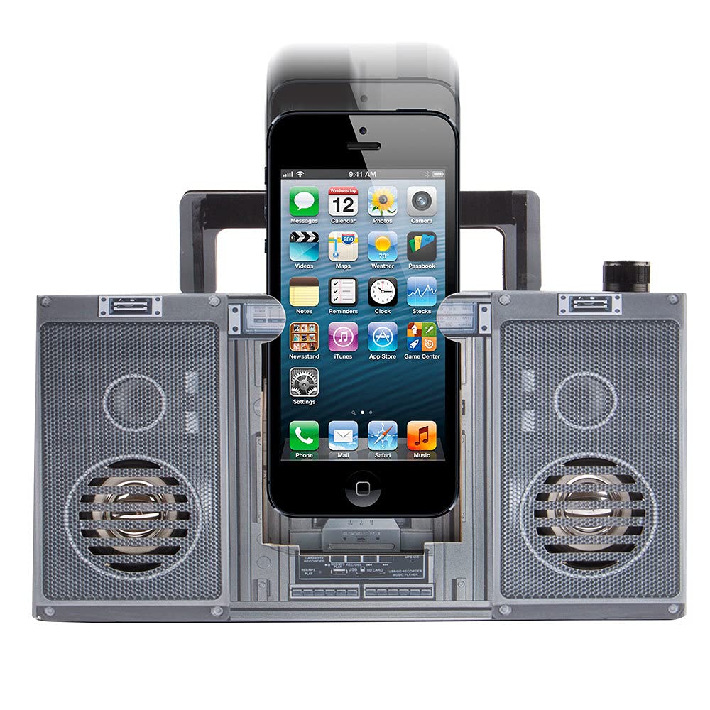 VivitarKids Tech Va90015 DIY Speaker Includes All Parts & Buildable Speaker Blocks - Induction Sound, Induction Speaker, Engineering Skills Dock & Play The Phone’S Music, Gray