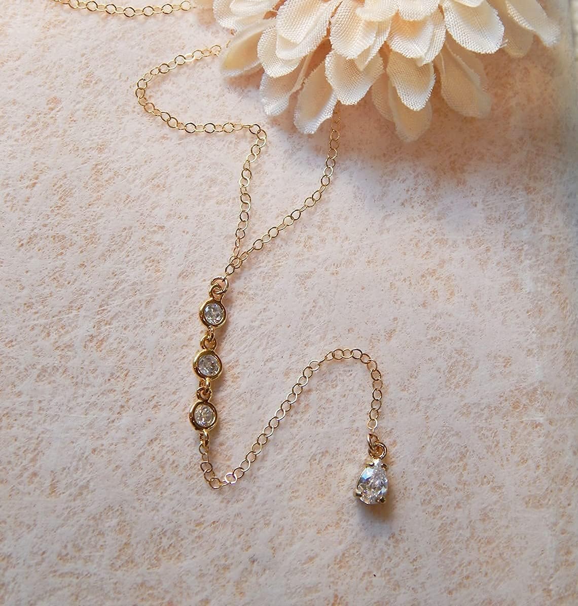 Kyerlyn 14K Gold Plated Zircon Y Lariat Necklaces Long Drop CZ Pendant Y Necklace for Women Dainty Diamond Chain Necklace Fashion Jewelry - Image 6