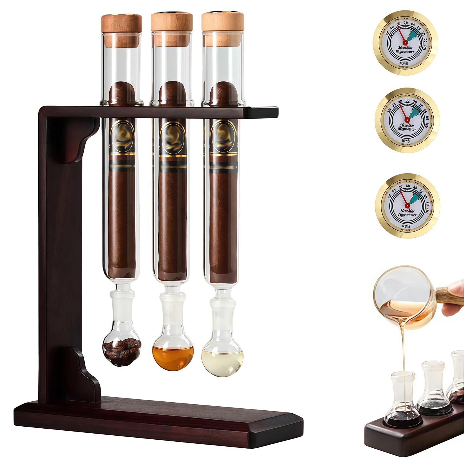 Humidificateur d'injecteur de arôme de cigare avec tube en verre et base stable