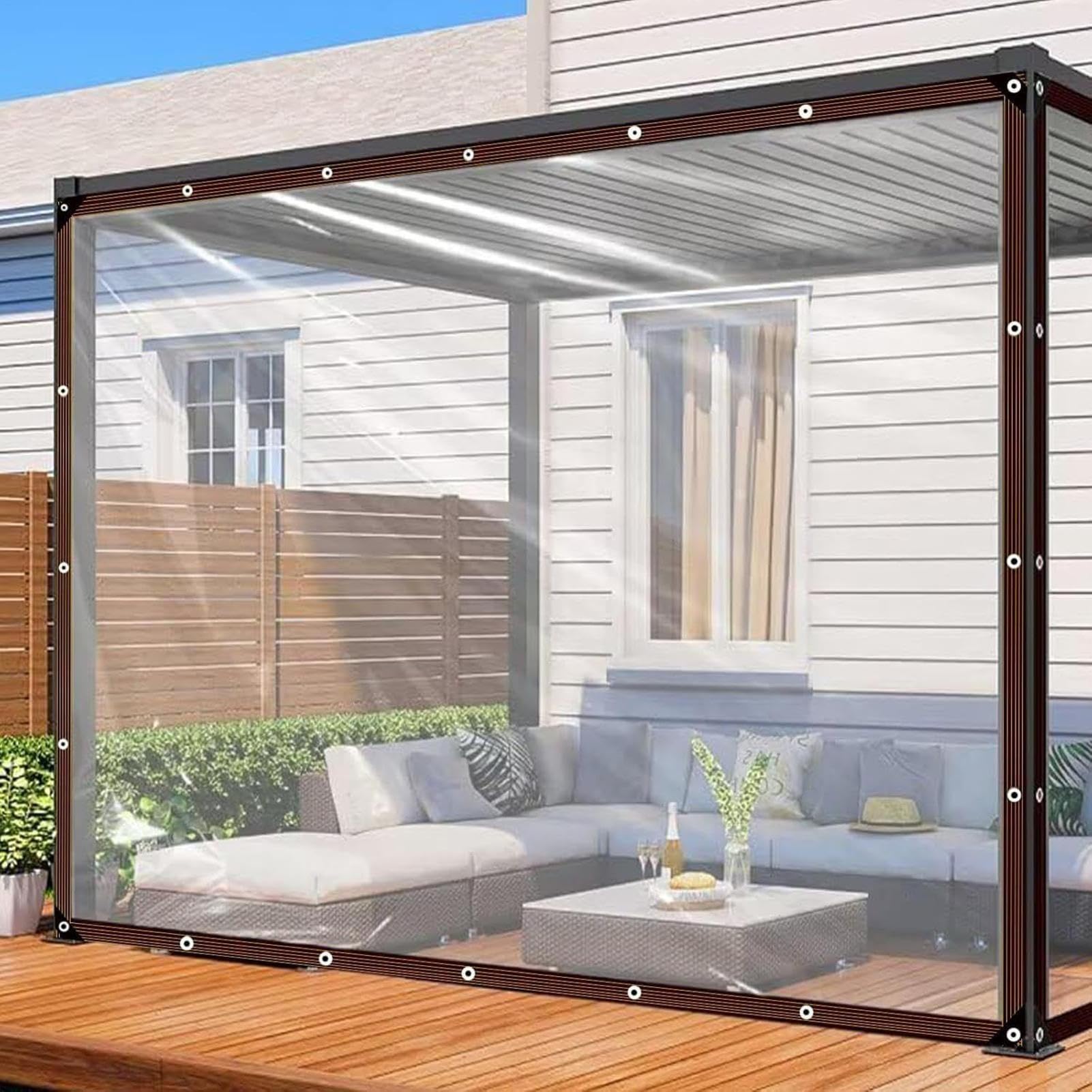 Lonas Impermeables Resistentes para Exterior 2.13x6.10m Transparente