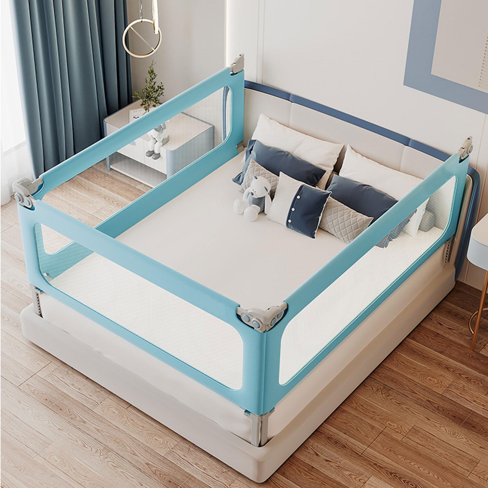 Barandilla de Cama para niños pequeños, barandilla de Seguridad para Cama Infantil, barandilla de Cama para bebé Ajustable en Altura y Plegable, con Doble Cierre de Seguridad y Bar