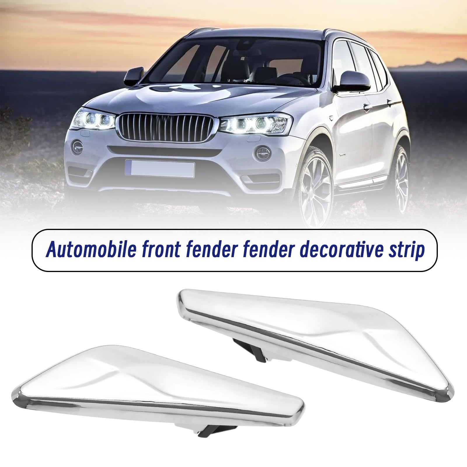 YINETTECH 1 coppia di guarnizioni per parafanghi anteriori cromate compatibili con BMW X3 F25 X4 F26 2013-2017 51117338570 51117338569 - Finitura per parafanghi lato destro e sinistro