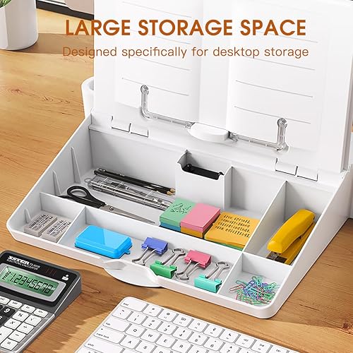 Miniatura 5 de Soporte de libro para leer con caja de almacenamiento. Caja de almacenamiento de pizarra blanca borrable para dibujo, notas, etc., organizador de