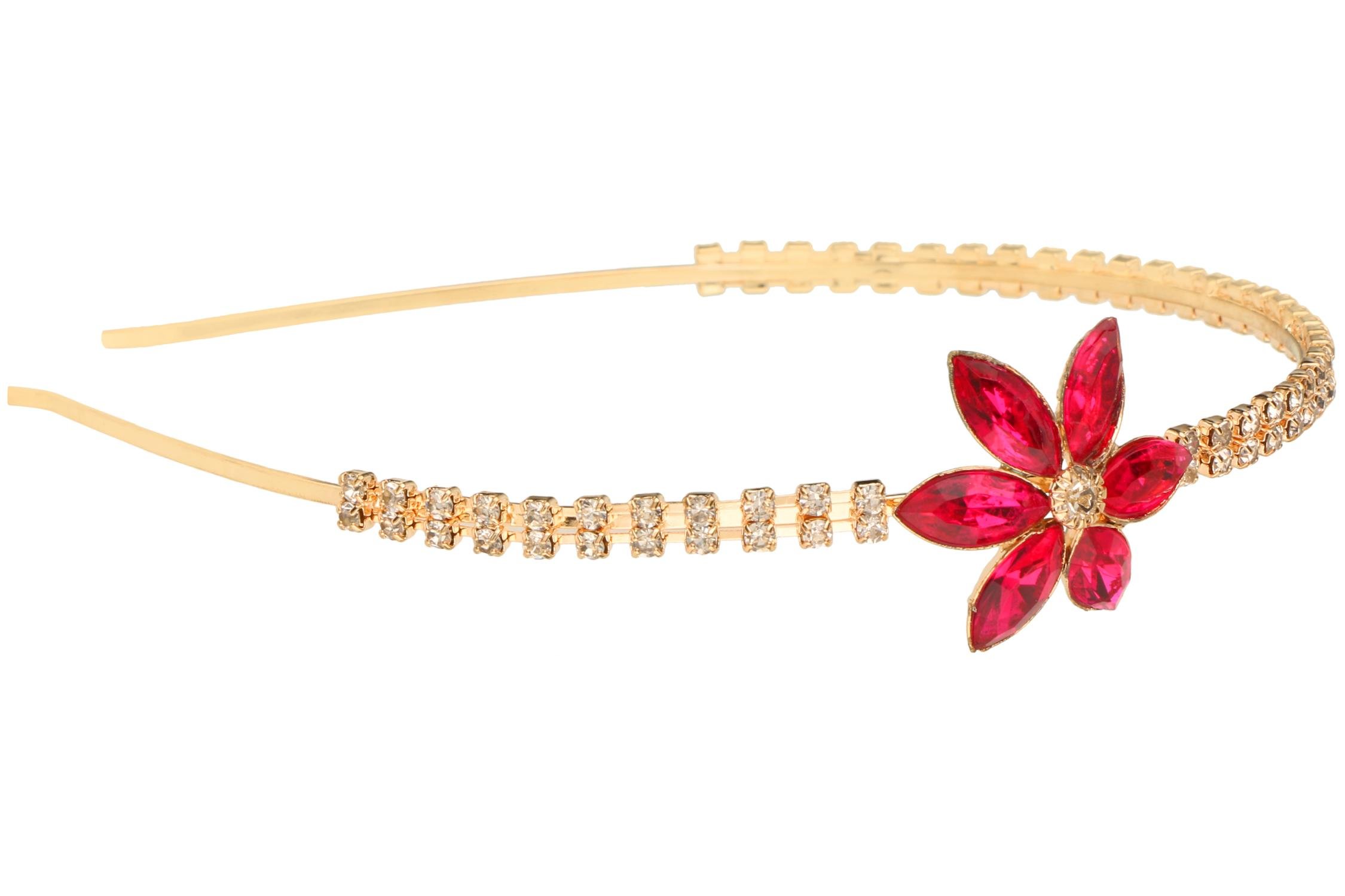 Accessher Gold Plated Sparkling Rhinestones Studded Pink Floral Stone Embedded Metallic Hair Band/Head Band/Hair Accessory for Women and Girls Pack of 1 (B077HZXZM1) Amazon Price History, Amazon Price Tracker