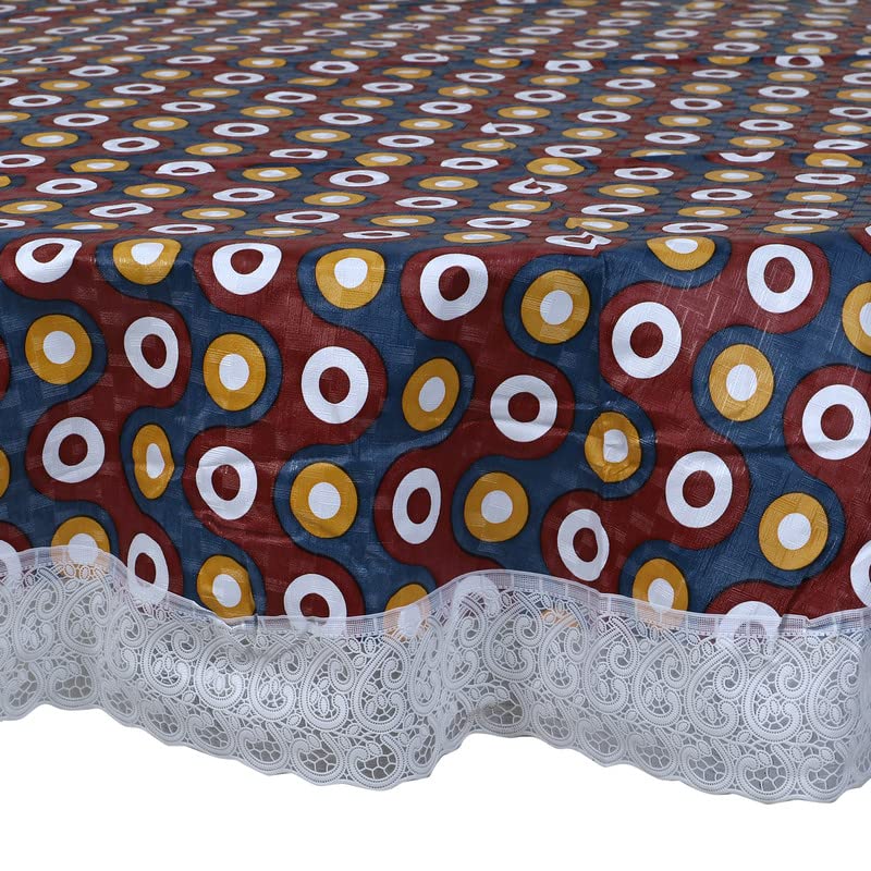 Image of Dakshya Industries Printed PVC Plastic Flowered 4 Seater Round Shape Table Cover (Size- 60 Inches Round)