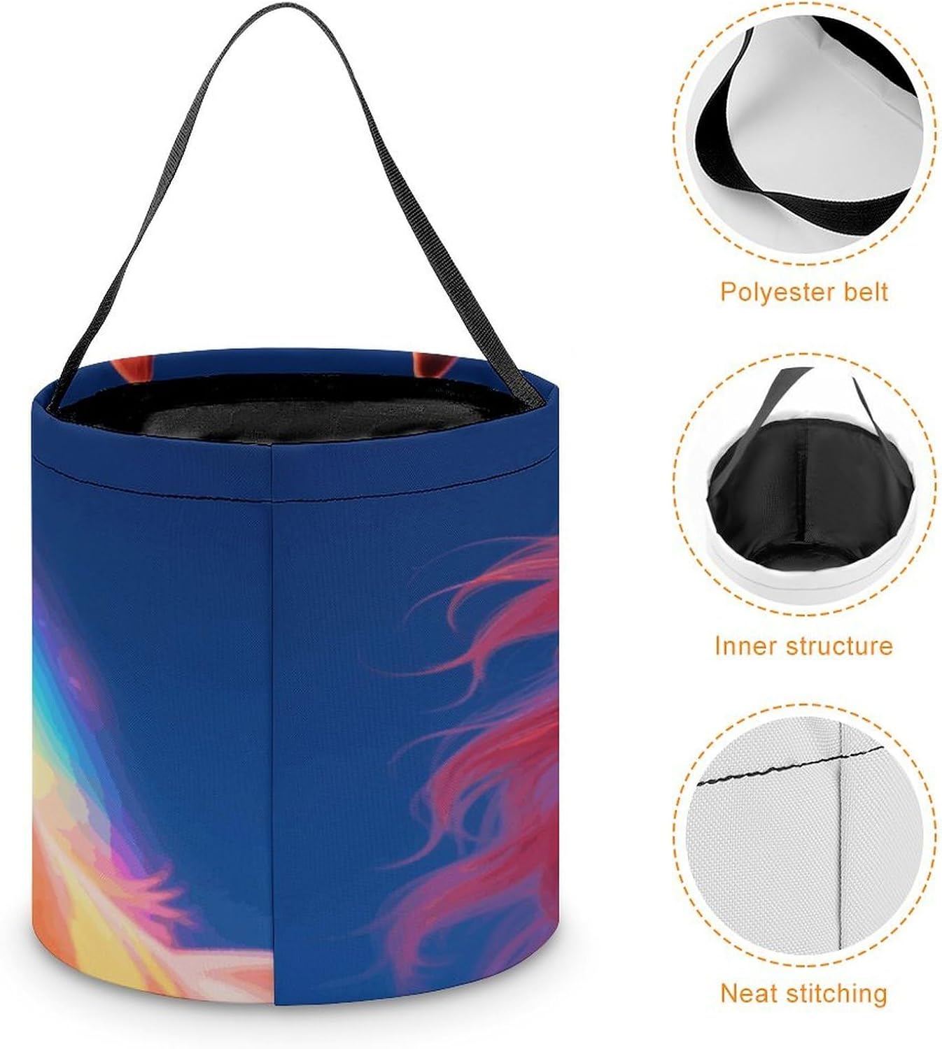 LLUTSNTH Colorful Horse Head Halloween Tote Treat Bag for Trick Or Treat image 4