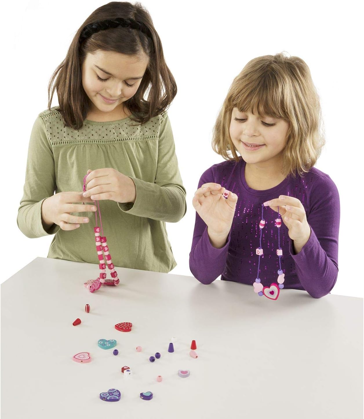Melissa & Doug Sweet Hearts and Butterfly Friends Bead Set of 2 - 250+ Wooden Beads : Melissa & Doug: Toys & Games