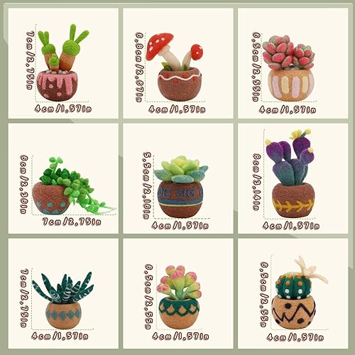 Miniatura 4 de Yizzvb Kit de fieltro de aguja, 9 piezas de fieltro de aguja para suculentas, kit de fieltro de lana que incluye lana de hilo, almohadilla de