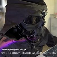 Vista 4 de Máscara de calavera de Airsoft, máscara de cara completa de calavera espeluznante con gafas resistentes a los impactos, suministros para fanáticos