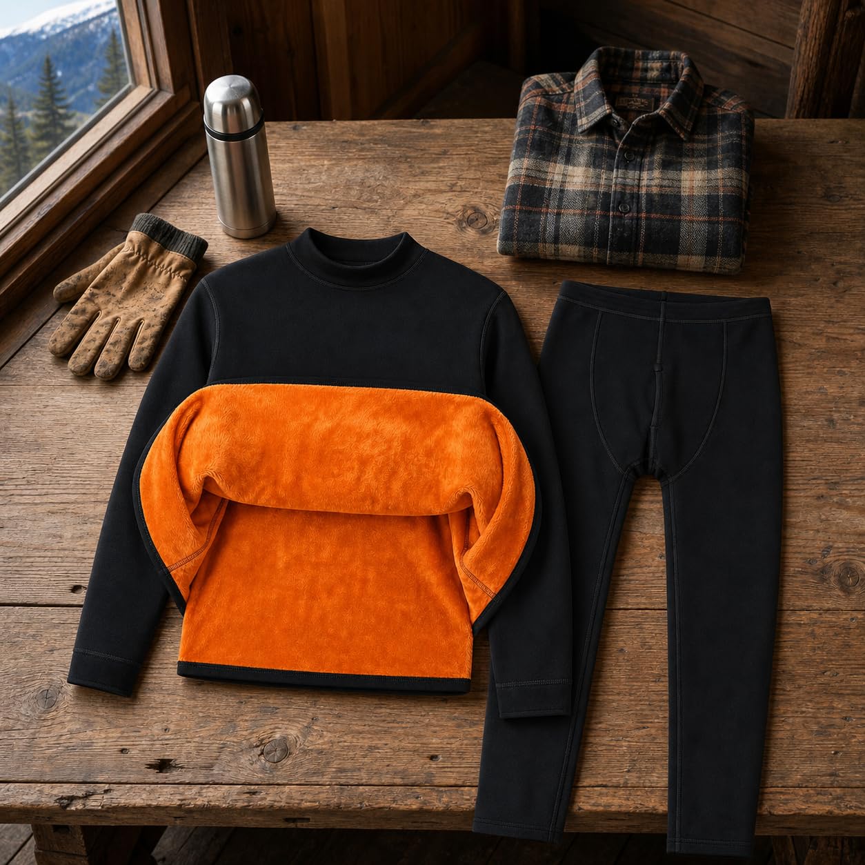 Baoblaze Set Termico Uomo in Poliestere con Strato Interno Morbido per Calore Efficace con Design Girocollo Alto per Uomo Maturo