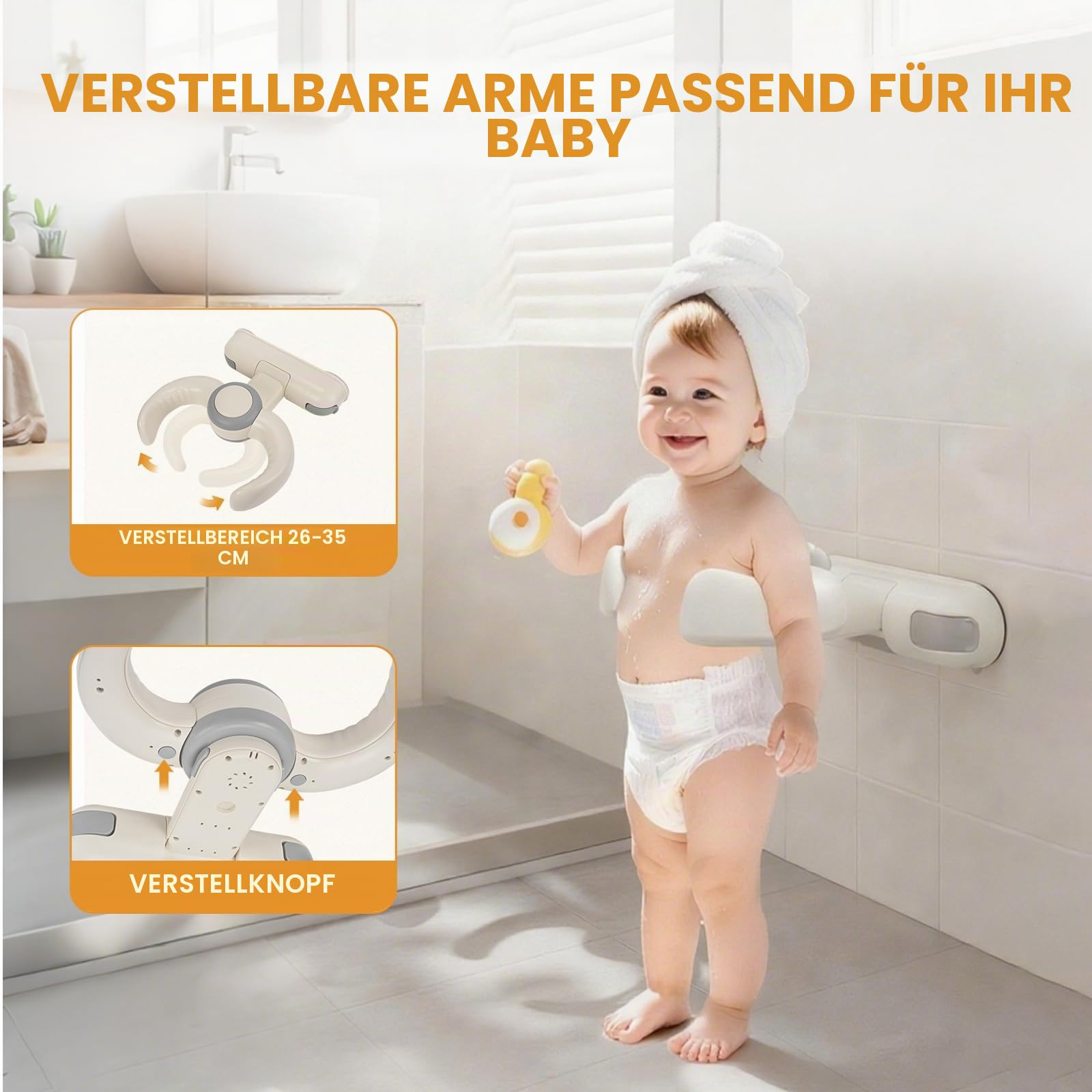 Baby Dusche Ständer,Höhenverstellung,Faltbar Baby Shower Stand Support,Stehender DuschstäNder, Shower Support für Kinder Im Alter 6-36 Monaten,zum Baden, Windelwechseln