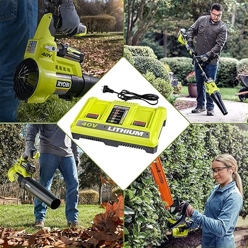 Miniatura 6 de Zinkiwayr - Cargador de batería de litio de 40 V, 40 V, cargador rápido compatible con Ryobi 40V iones de litio OP4015 OP4026 OP4030 OP4040 OP4050