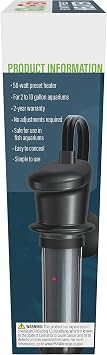 GloFish Submersible Heater 50 Watts, for Aquariums Up to 10 Gallons, UL Listed,BLACK