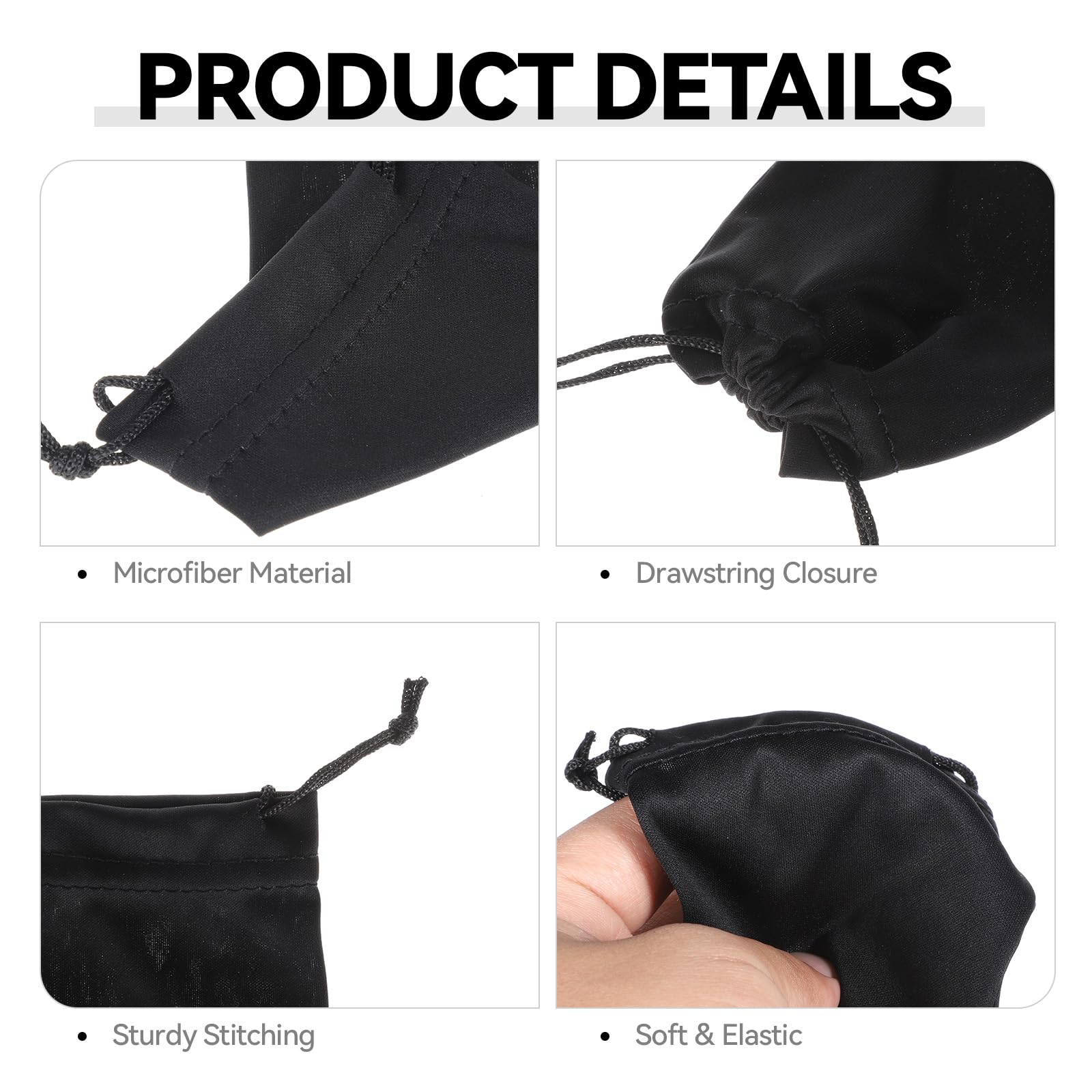simarro 12-częściowa torba na okulary przeciwsłoneczne z mikrofibry, miękkie etui na okulary przeciwsłoneczne, 18 x 8,9 cm, czarna dzianinowa torba do przechowywania, odpowiednia na okulary