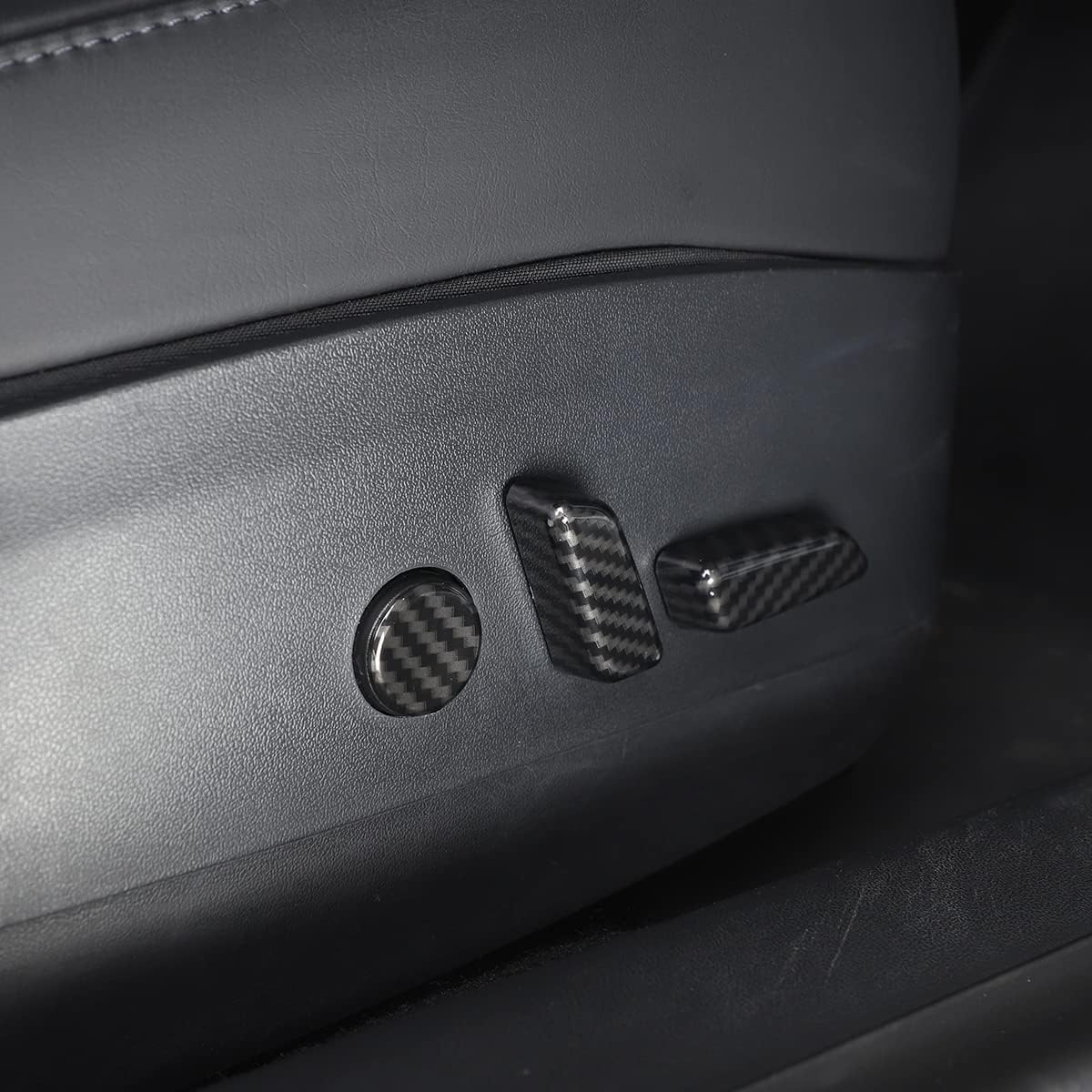 Car Accessories Seat Button Adjustment Cover Interior Molding Trim for Tesla Model 3 2017-2022 & Model Y 2020-2022 (Carbon Fiber)
