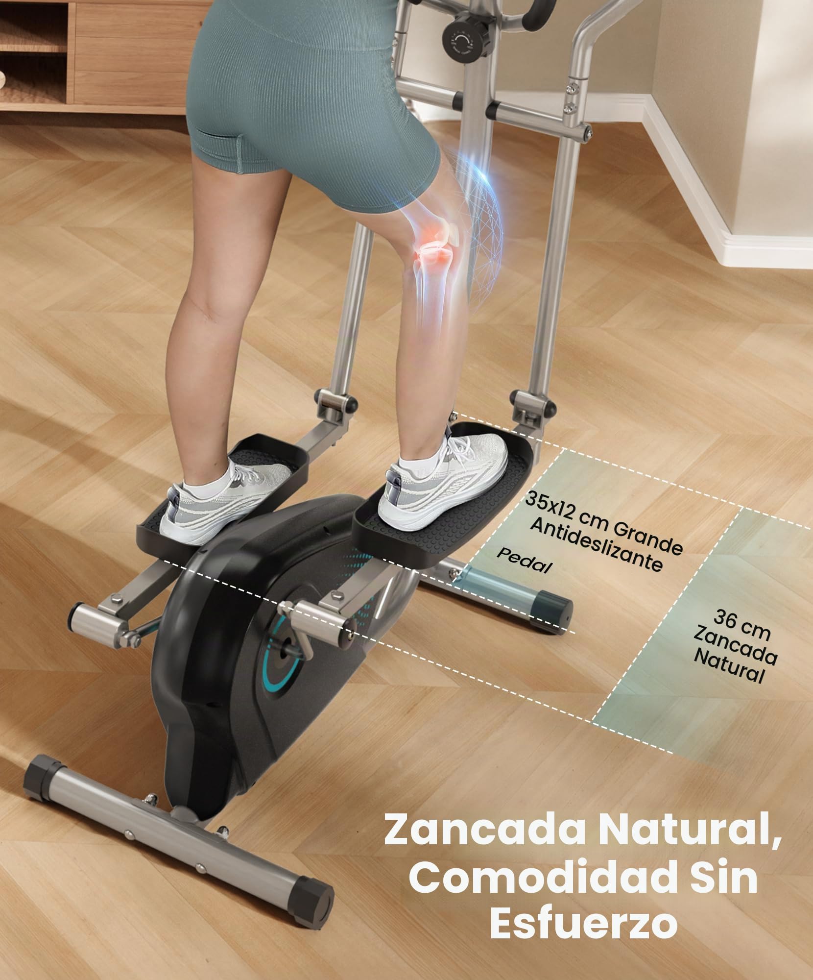 Dripex Eliptica para Casa, Bicicleta Elíptica Silenciosa con Volante de Inercia 6 kg, 16 Niveles de Resistencia Ajustables, Sensor de Pulso y Pantalla LCD, Elíptica de Fitness Cardio