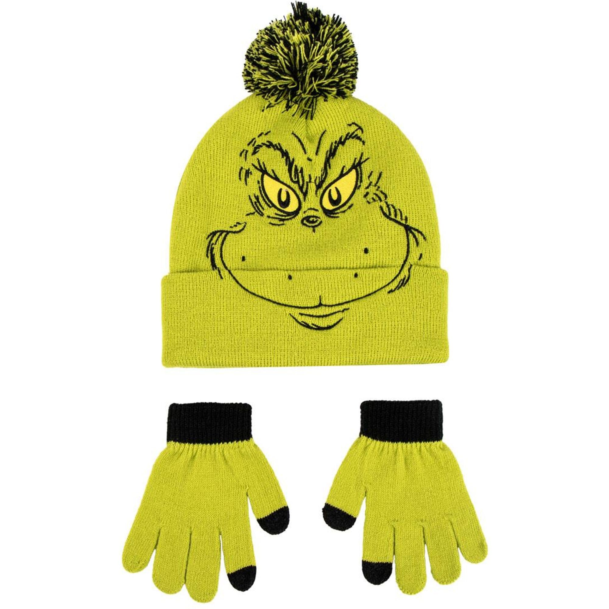 Collectable Unisex Kids Yellow 2 Piece Hat And Gloves Winter Grinch | Acotis - Textile