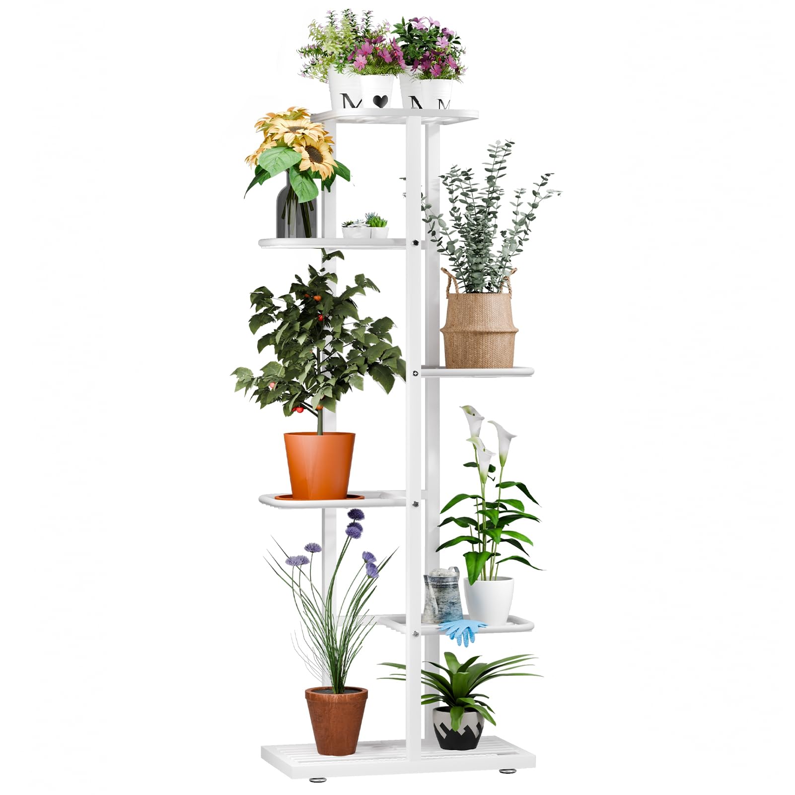 qorkhogr Plant Stand Indoor, Tiered Plant Stand For Indoor Plants, Corner Flower Stand For Living Room, Multi-Layer Metal Frame Plant Shelf, Indoor Garden(3/4/5/6/7/8 Tiers) White 6 Layers