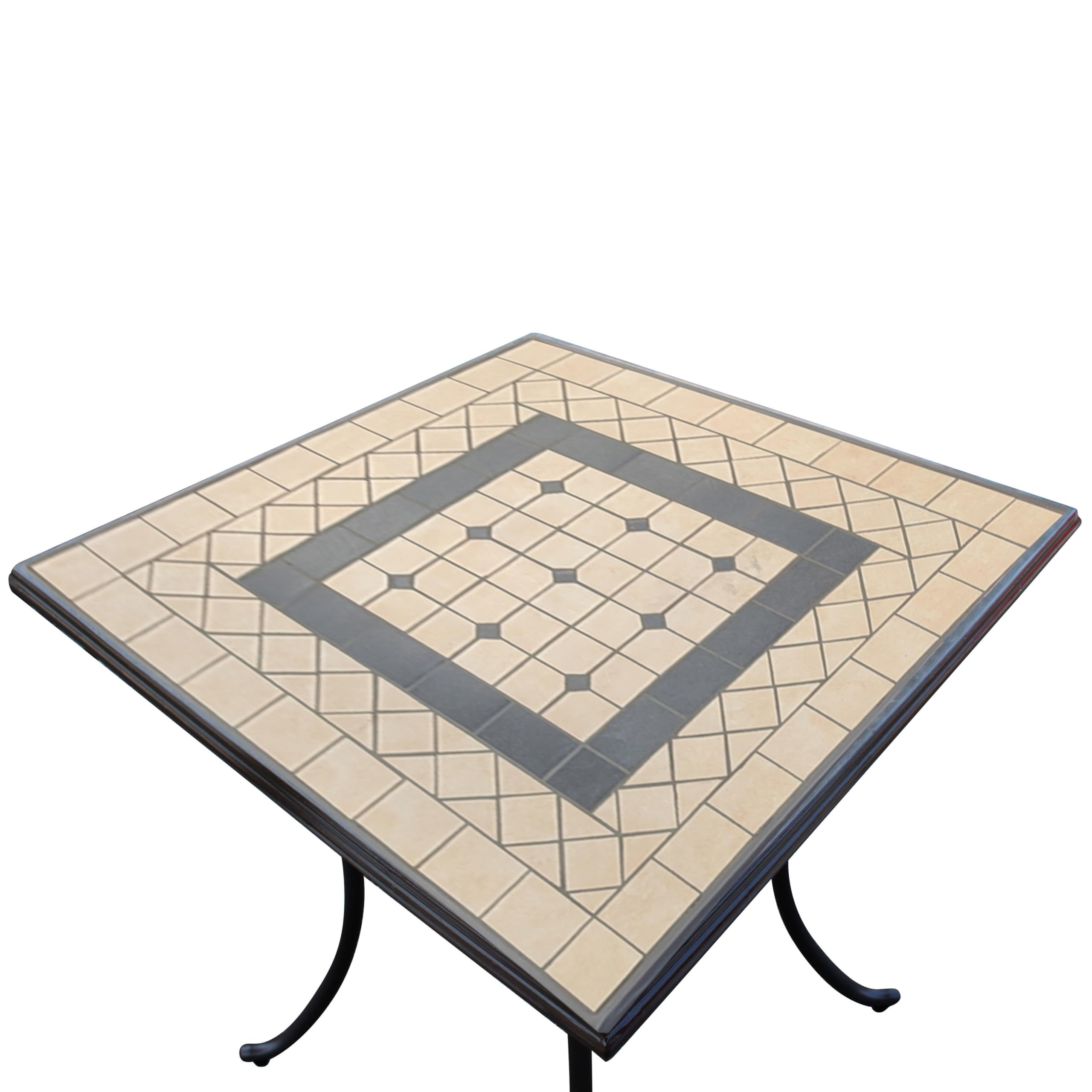 Tavolo da Giardino Quadrato con piano in Mosaico 80x80 - NEVIL Taupe