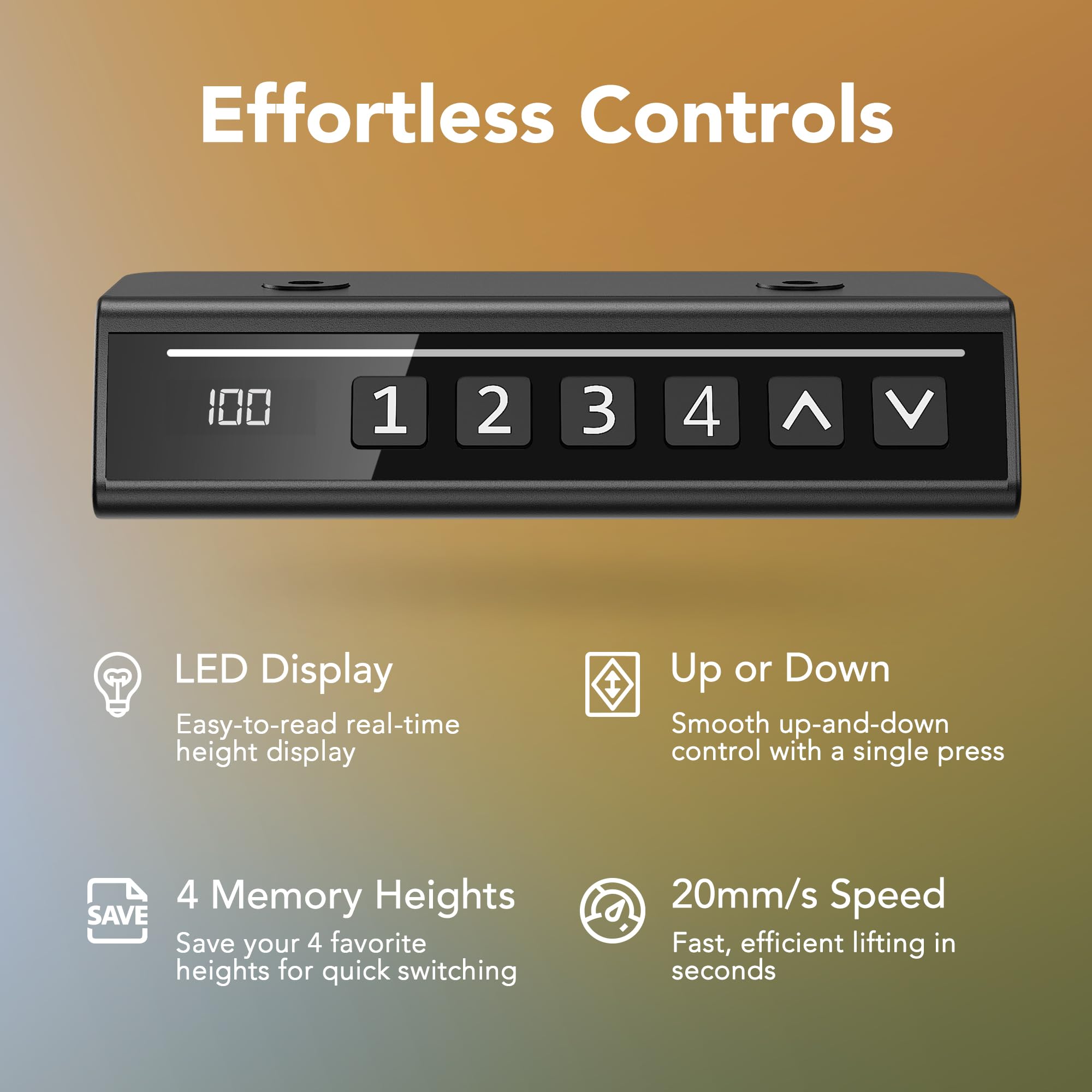 HUANUO 32 Small Electric Standing Desk Adjustable Height 4 Memory Height Settings Sit Stand Up Desk for Home — view 7