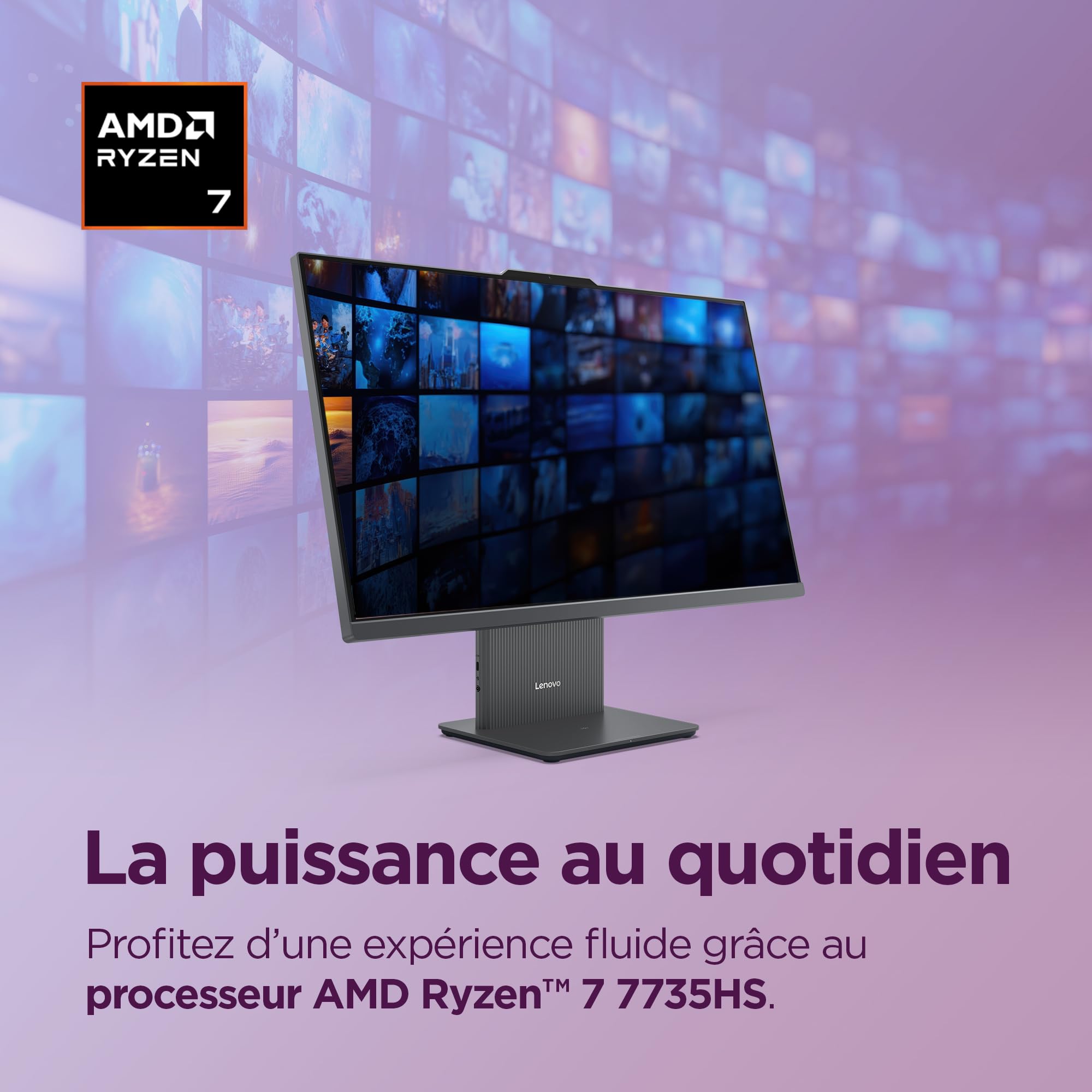 Lenovo IdeaCentre 27ARR9 Ordinateur de Bureau Tout-en-Un Écran 27" FHD,AMD Ryzen 7 7735HS, 512Go SSD, RAM 16Go, WiFi 6, Windows 11 H, Clavier français et Souris sans Fil