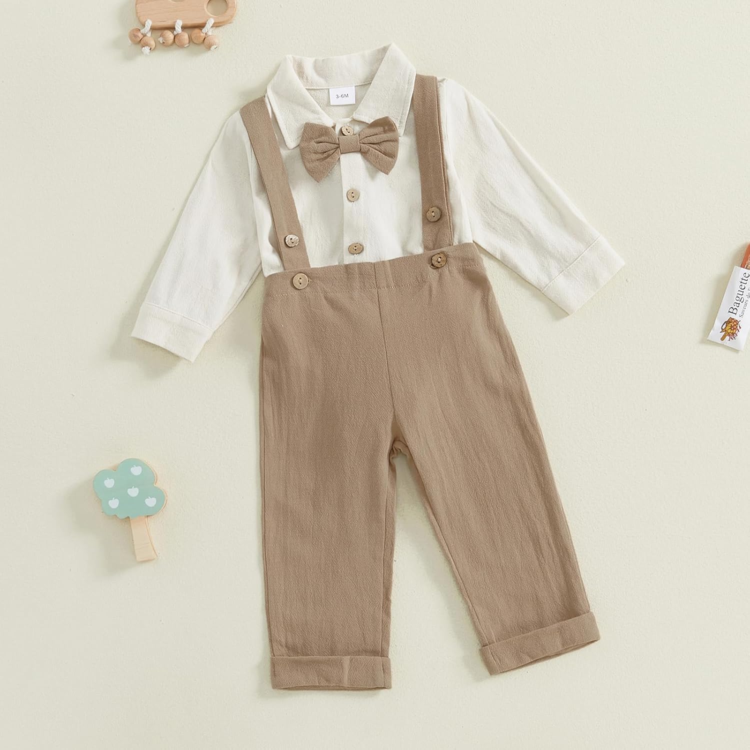 Newborn Infant Baby Boy Outfits Suit Bowtie Dress Romper+Suspender Overalls Pants Set Gentleman Wedding Clothes Formal - Image 7