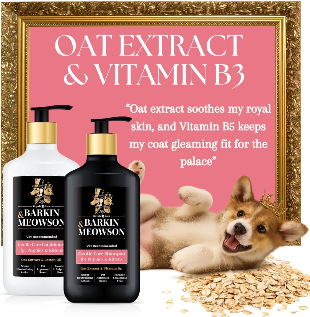 Barkin & Meowson Gentle Care Shampoo for Puppies & Kittens 350ml / 11.83 fl.oz - Oat Extract for Sensitive Skin, Pet-Friendly Scent