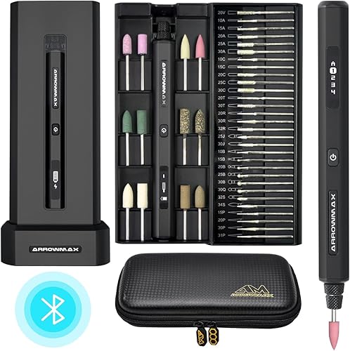 Miniatura 1 de AM ARROWMAX - Bolígrafo de grabado eléctrico, bolígrafo de pulido con 42 bits, funda de aluminio, control de movimiento inteligente, OLED,