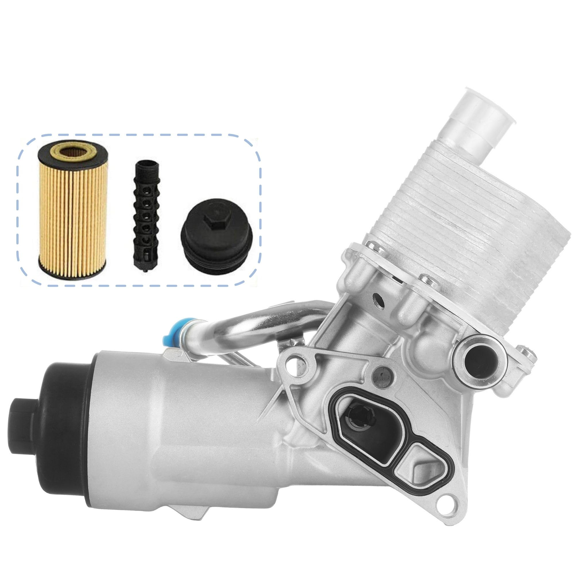 Engine Oil Cooler Filter Housing Adapter Assembly Compatible With Chevy Curze Sonic Trax Buick Encore 1.4L Turbo 2011-2018 918-432 55566784 650039