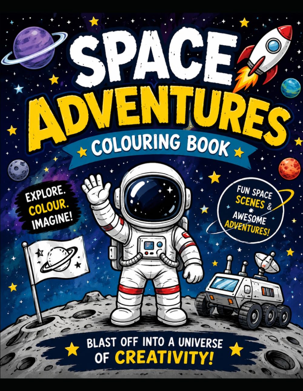 Space adventures colouring book