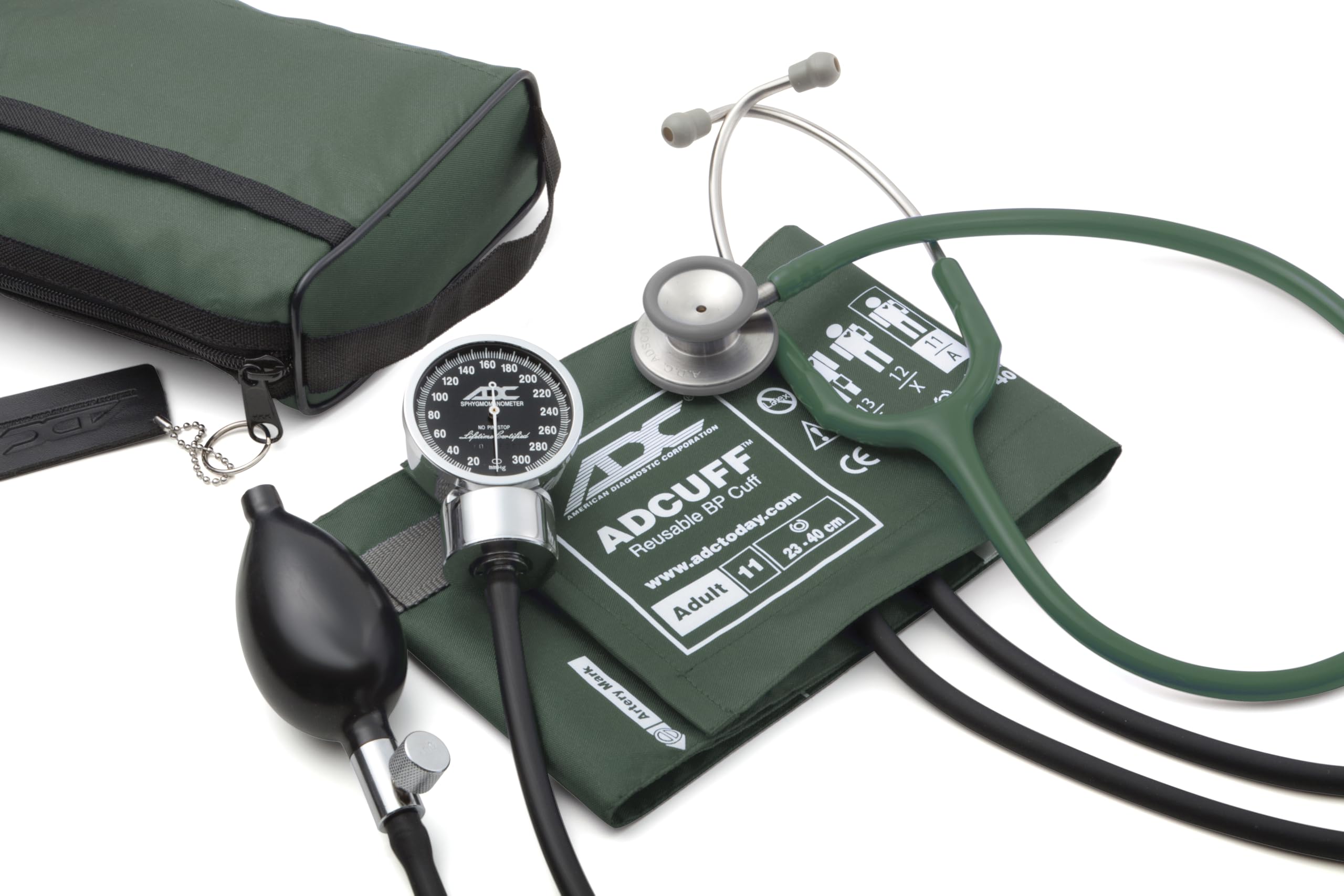 ADC Pro's Combo III Adult Pocket Aneroid/Clinician Scope Kit with Prosphyg 778 Blood Pressure Sphygmomanometer and Adscope 603 Stethoscope with Carrying Case, Dark Green