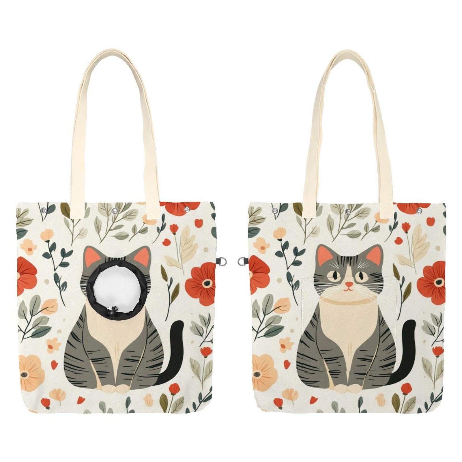 Sac à bandoulière en toile pour chat mignon Show Head